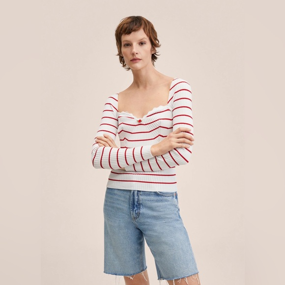 NWT Mango Parisian Striped Flower Shirt S - Picture 2 of 5